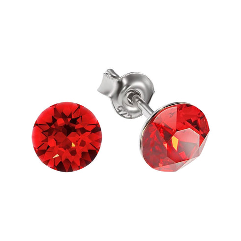 Sudraba auskari "Klasika (Light Siam)" ar Swarovski™ kristāliem